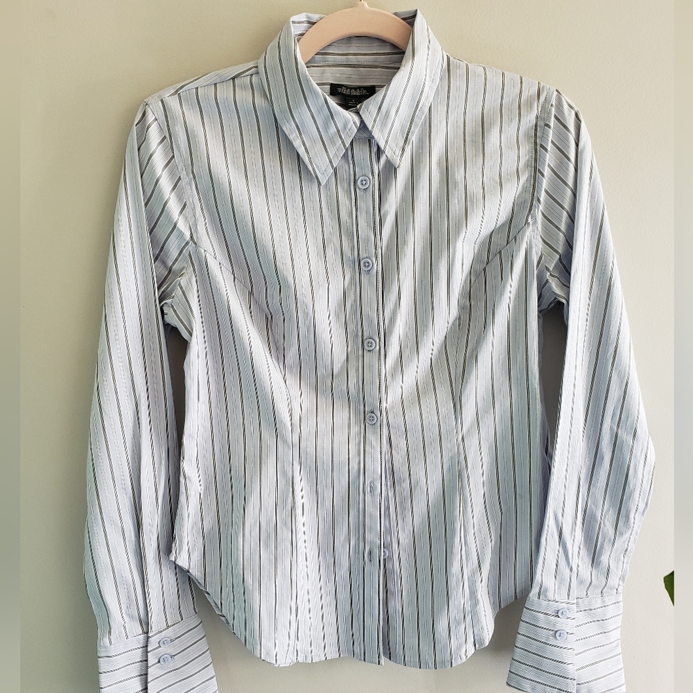 Wild Fable Striped Button-Up Long Sleeve Collared Shirt, Tailored Officewear